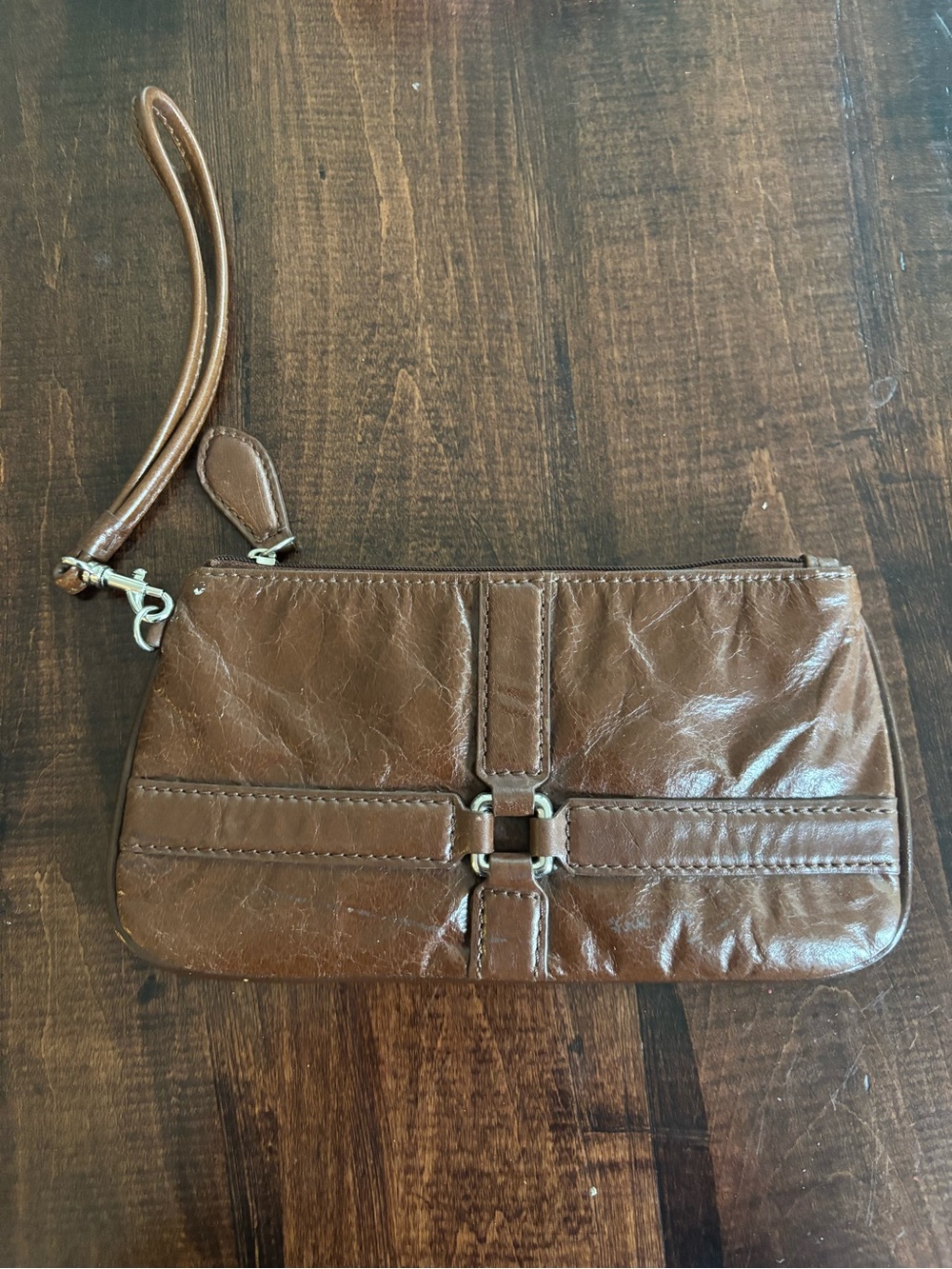 Wilsons Leather Brown Leather Wristlet Clutch